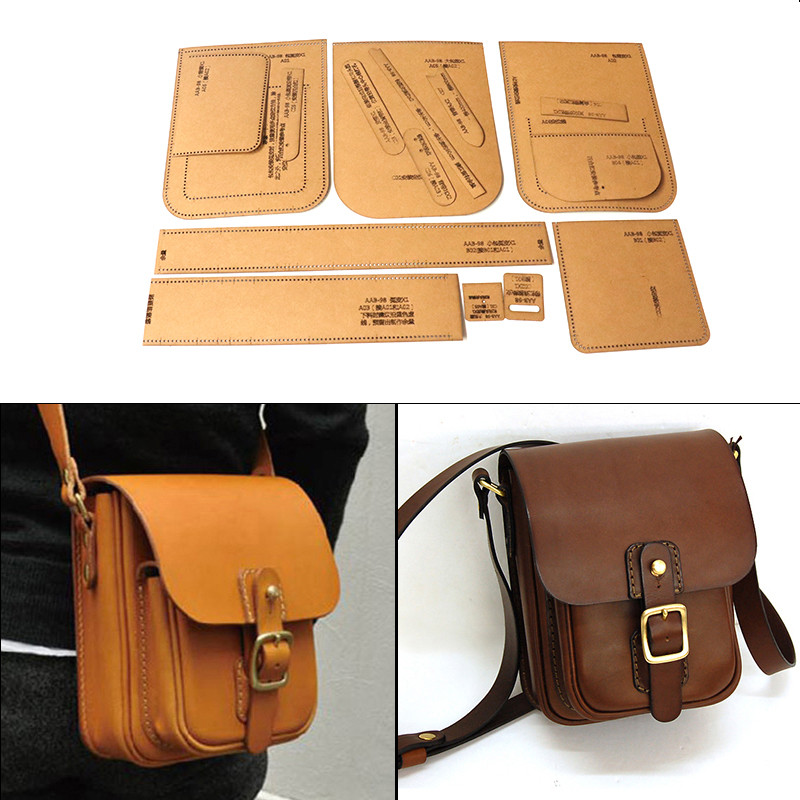 Leatherwork Templates - DIY lederen schoudertas postbodetas stanspatroon kraftpapier