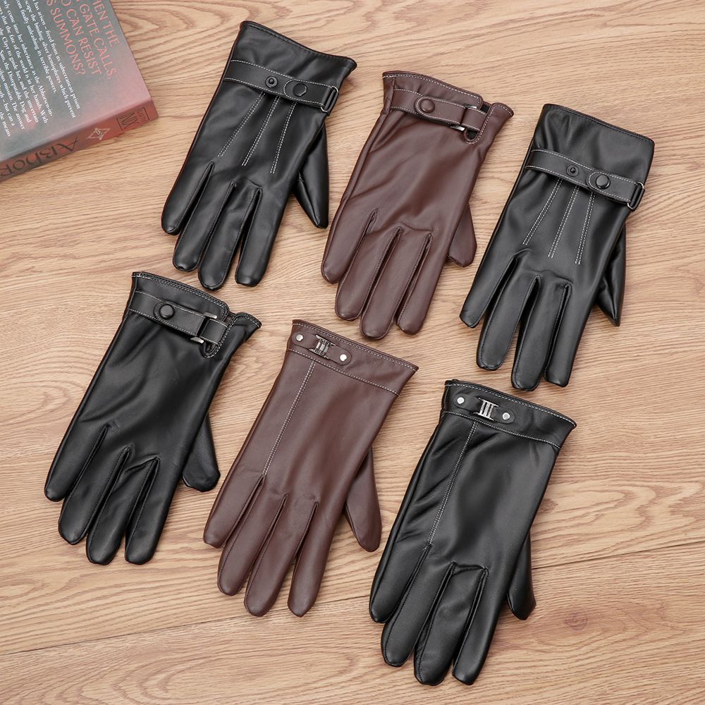 Leather Work Winter Gloves - Heren Fleece Thermisch Lederen Handschoenen Winter