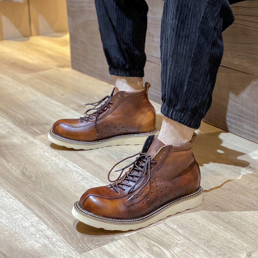 Leather Work Outfit - Echt leer voor heren, uitgeholde Chelsea-laarzen,