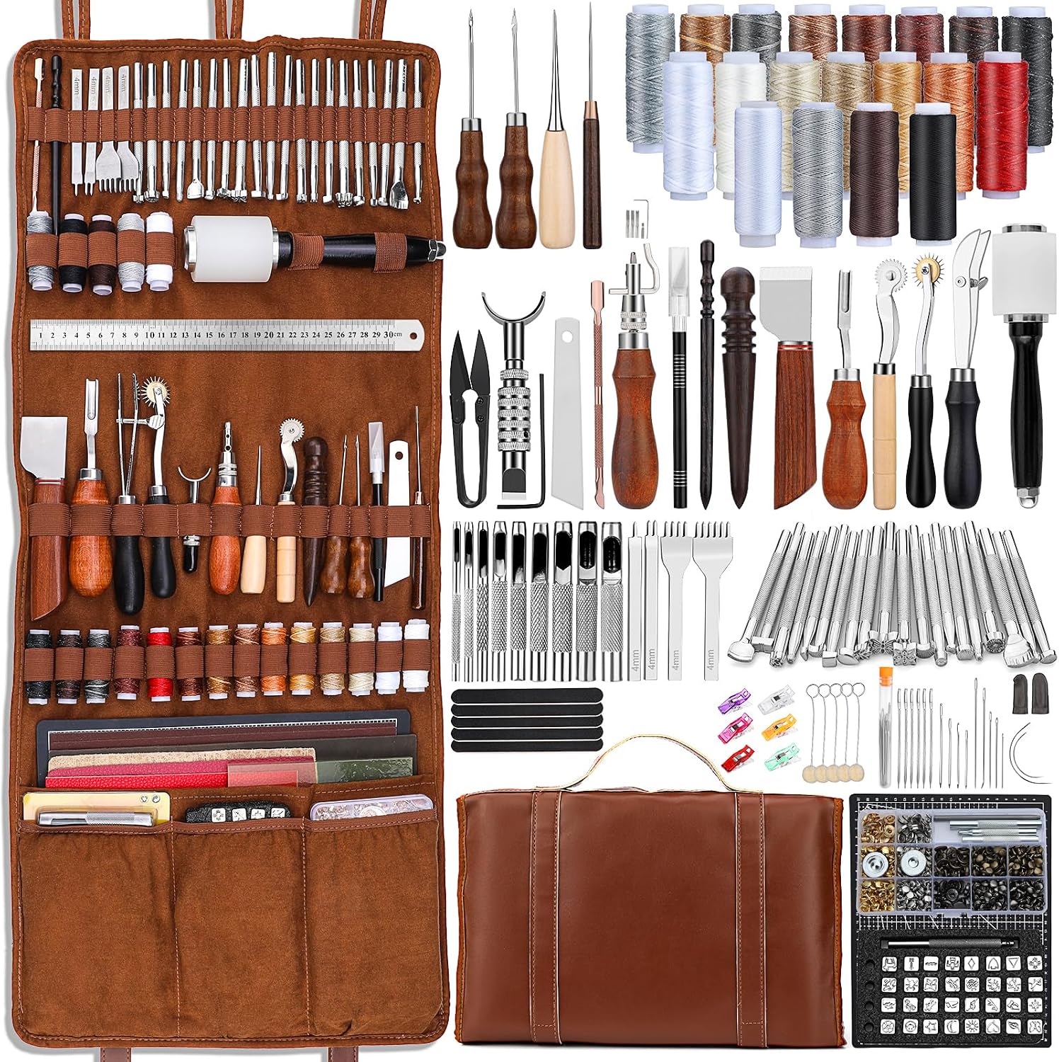Leatherwork Tools - Lederbewerkingsset Lederen handwerkgereedschap Lederbewerkingskit met op