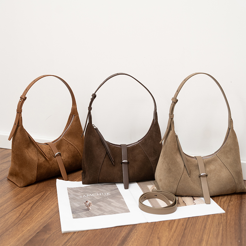 Leatherwork Designs - Dames suède handtas designer stijl modieuze