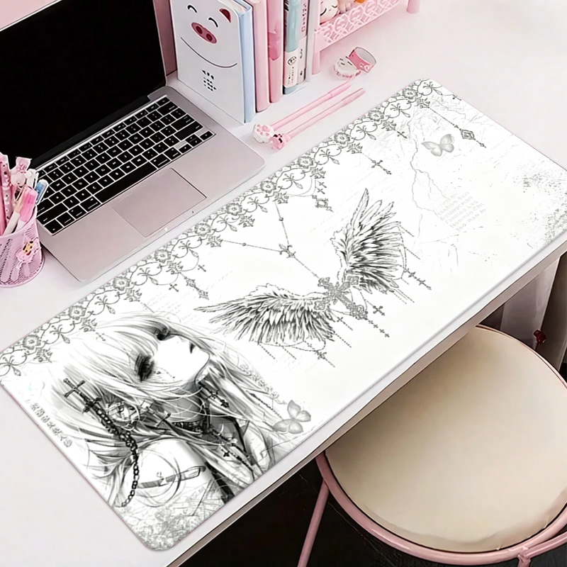 Leatherwork Table - Leren muismat Zwart Wit Anime Esthetiek